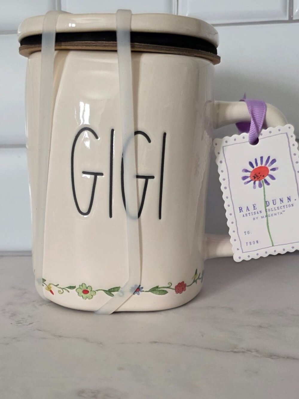 Rae Dunn "GIGI" Floral Mug & "FAMILY" Frame Set NWT